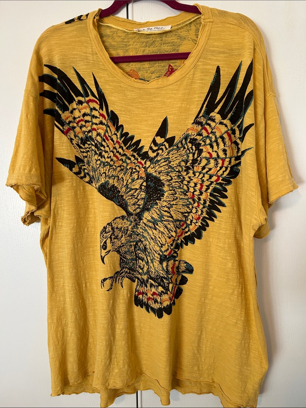 Free people We the people graphics eagle embroidered tee